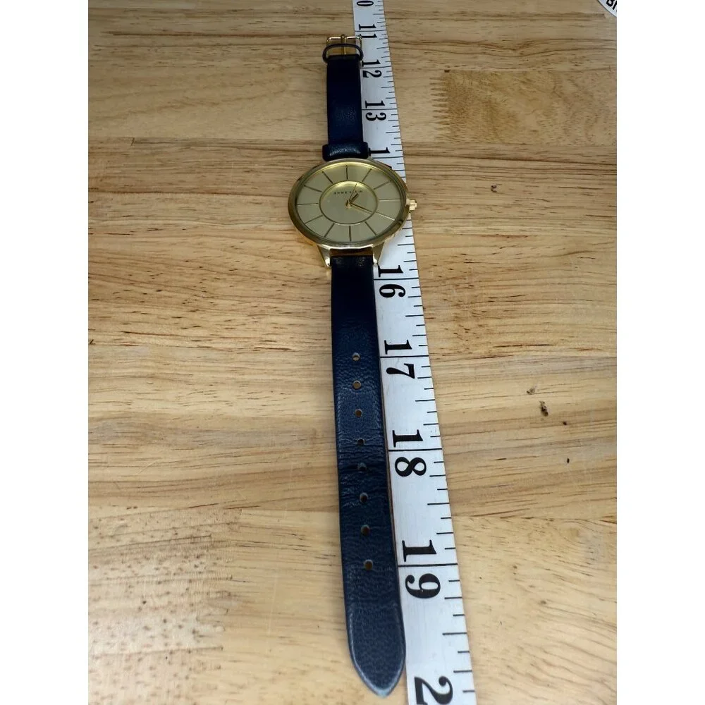 Anne Klein Womens Gold-Tone Watch With Blue Genuine Leather Strap NOT TESTED‎